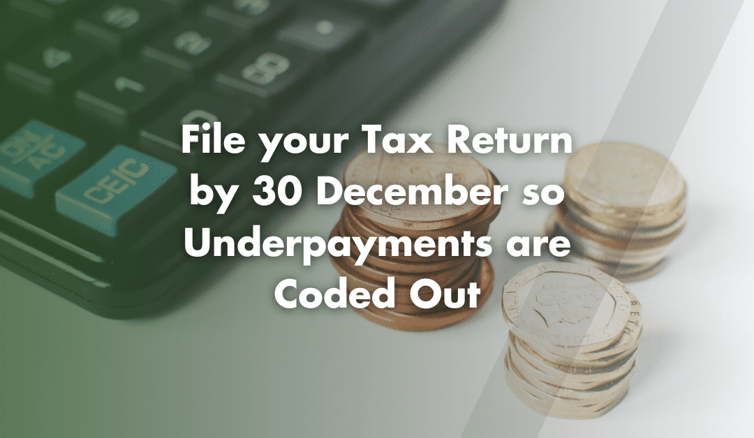 File your Tax Return by 30 December 2021 so Underpayments are Coded Out